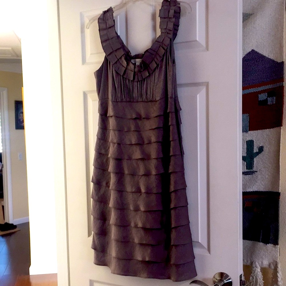 London Times size 8 metallic gray dress